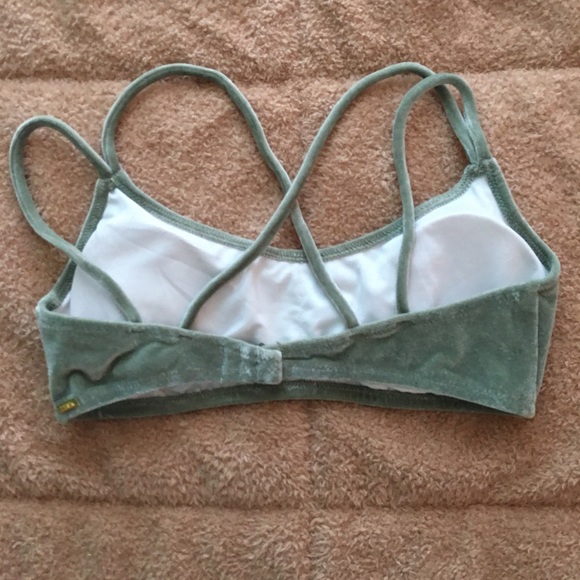 PINK green velvet bikini top - Picture 2 of 3